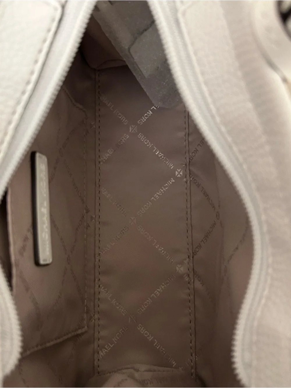 Michael Kors White Leather Satchel with Multicolor MK Accents
